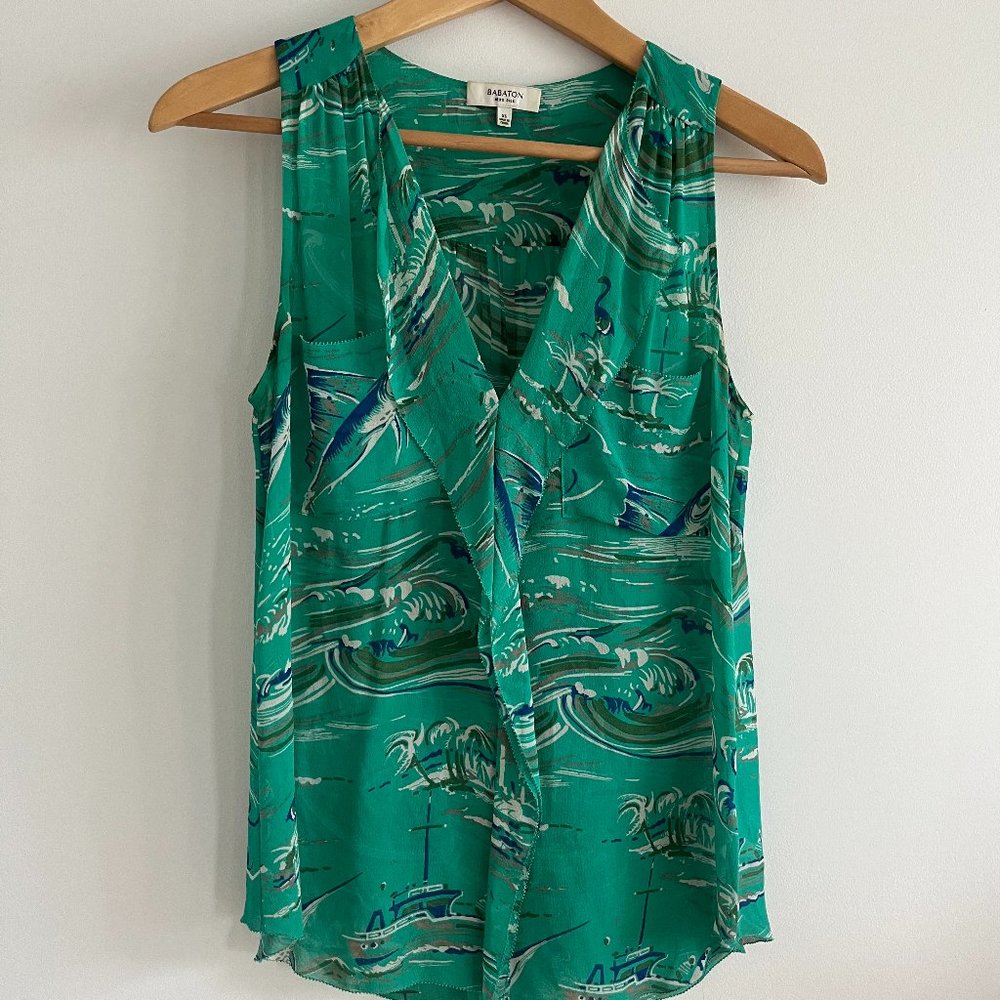 Aritzia Babaton Silk V-Neck Sleeveless Blouse